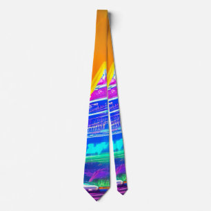 Neon Futuristiska hologram Pyramid i Modern City Slips