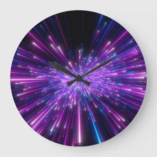 Neon Galaxy Cosmic Abstrakt Background Stor Klocka (Framsida)