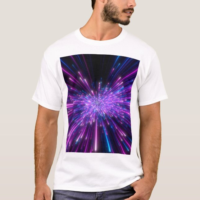 Neon Galaxy Cosmic Abstrakt Background T Shirt (Framsida)