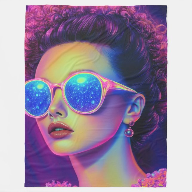 Neon Galaxy Glamor Fleecefilt (Framsidan)