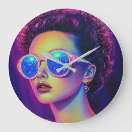 Neon Galaxy Glamor Stor Klocka