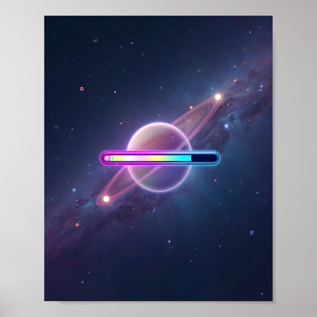 Neon Galaxy Laddar Planet Poster (Framsidan)