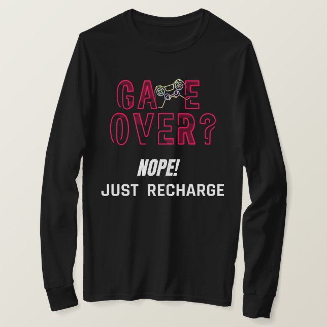 Neon Game Over Speldesign för laddning T Shirt (Design framsida)