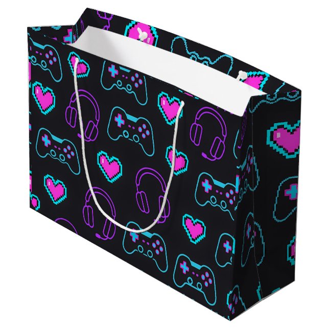 Neon Gamer Controller and Hearts Pattern (Baksidan Vinklad)