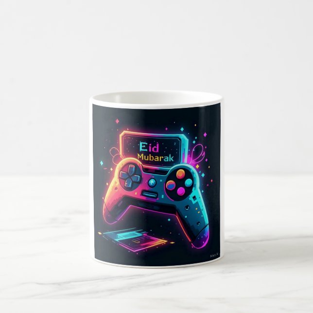 Neon Gamer Eid Mubarak Firande Kaffemugg (Center)
