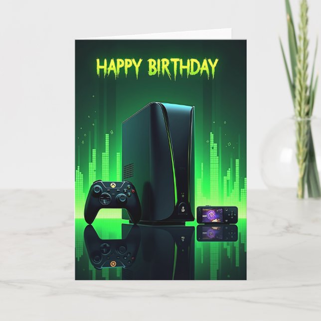 Neon Gamer Födelsedagskort Kort (Framsida)