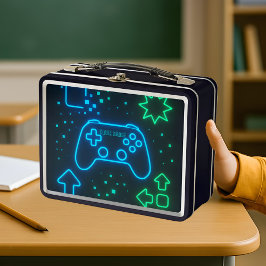 Neon Gamer Lunch Box - Anpassat namn