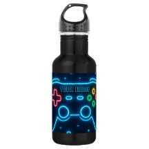 Neon Gamer-Vattenflaska - anpassat namn