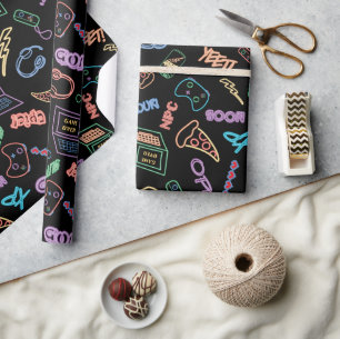 Neon Gamer Wrapping Papper Presentpapper