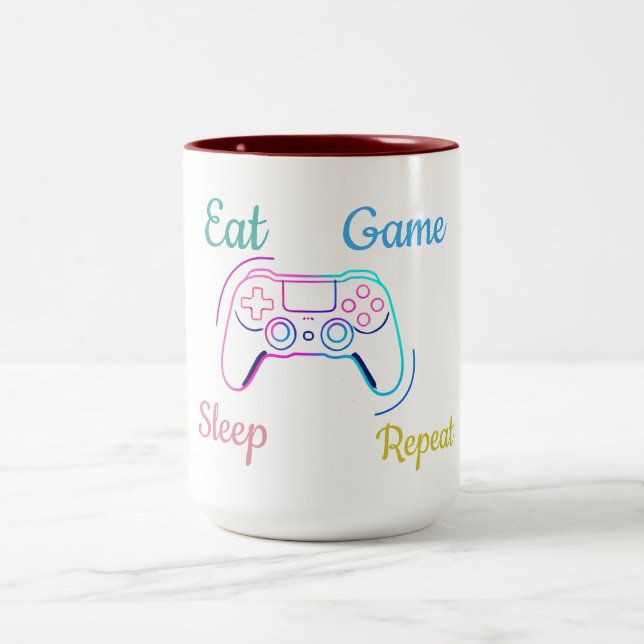 Neon gaming design customizable Två-Tonad mugg (Center)