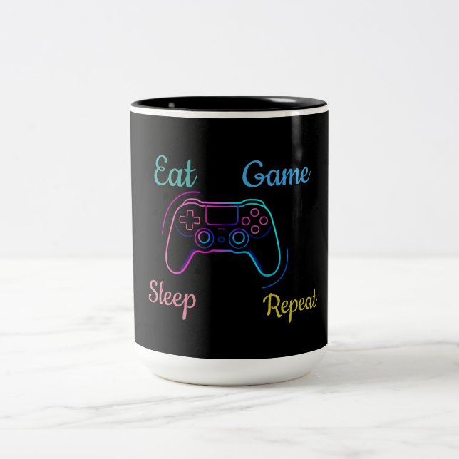 Neon gaming design customizable Två-Tonad mugg (Center)