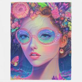 Neon Garden Goddess Fleecefilt