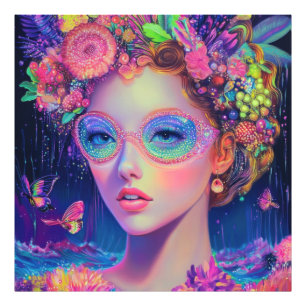 Neon Garden Goddess Fototryck