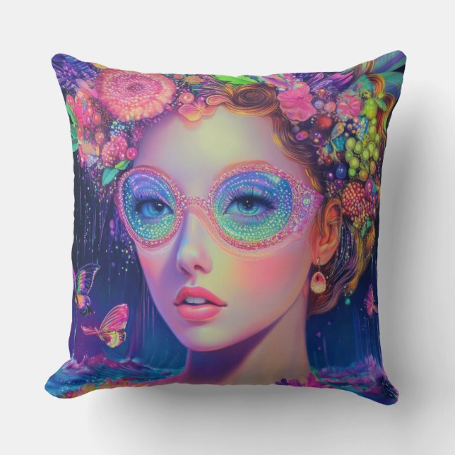 Neon Garden Goddess Kudde (Framsida)