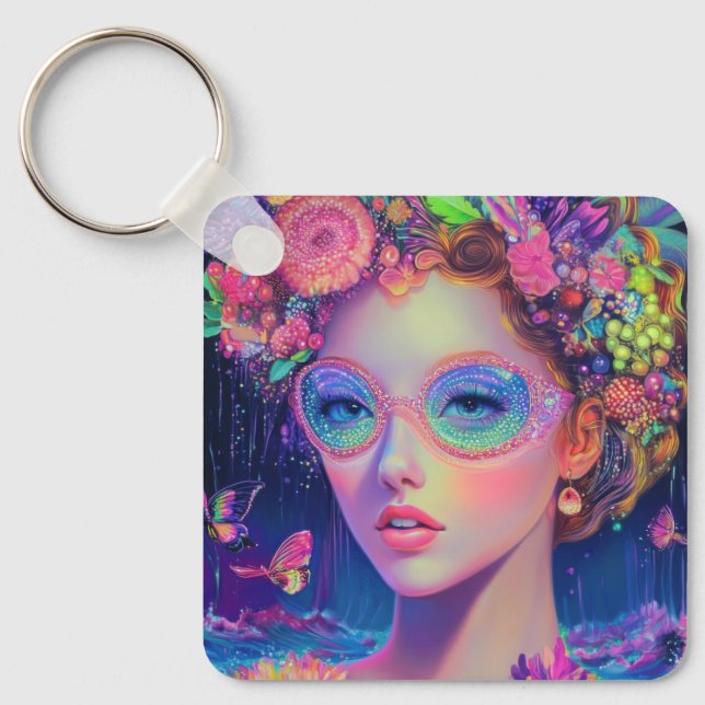 Neon Garden Goddess Nyckelring (Framsida)