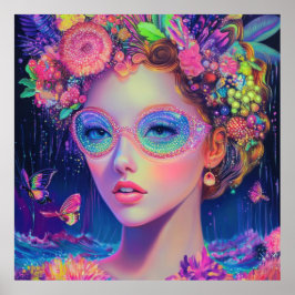 Neon Garden Goddess Poster