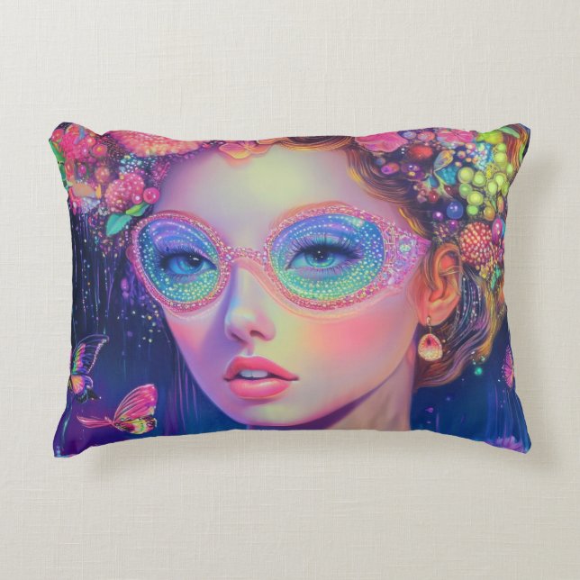 Neon Garden Goddess Prydnadskudde (Framsidan)
