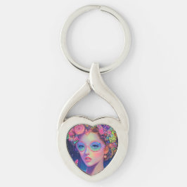 Neon Garden Goddess Twisted Heart Silverfärgad Nyckelring