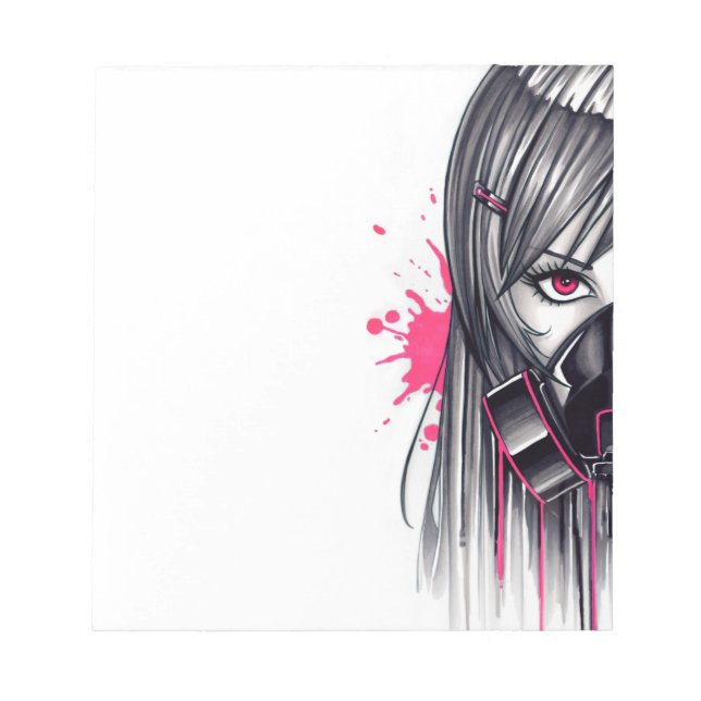 Neon Gas Mask Girl Anteckningsblock (Framsida)