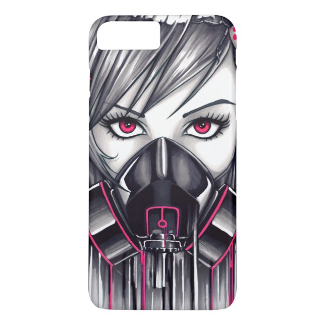 Neon Gas Mask Girl Case-Mate iPhone Skal (Baksida)