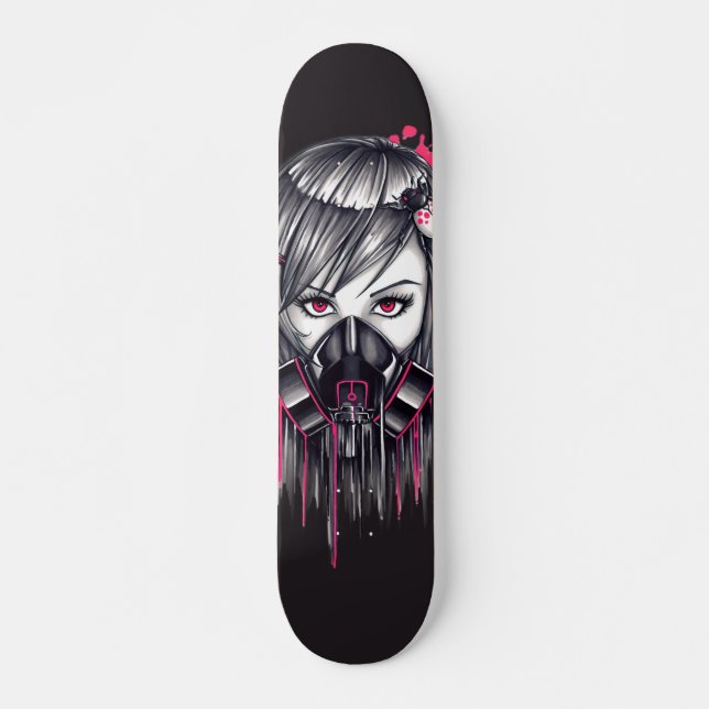 Neon Gas Mask Girl Skateboard Bräda 20,5 Cm (Framsida)