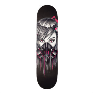 Neon Gas Mask Girl Skateboard Bräda 20,5 Cm