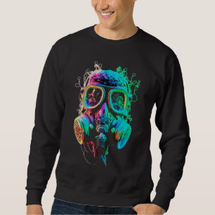 Neon Gas Mask: Vibrant Chaos Art Lång Ärmad Tröja
