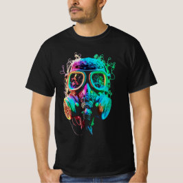 Neon Gas Mask: Vibrant Chaos Art T Shirt