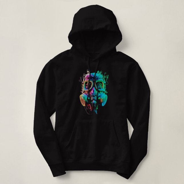 Neon Gas Mask: Vibrant Chaos Art T Shirt (Design framsida)