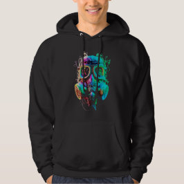 Neon Gas Mask: Vibrant Kaos Konst Hoodie