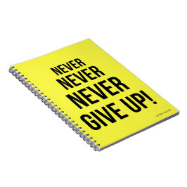 Neon Ge up aldrig Winston Churchill Motivational Anteckningsbok