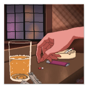 Neon Genesis Evangelion Pixel Art Photo Print Fototryck
