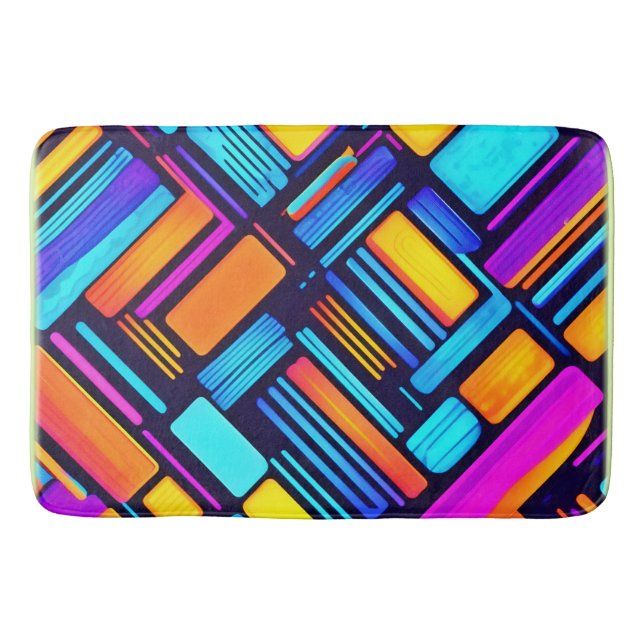 Neon Geometric Abstrakt Badrumsmatta (Framsidan)
