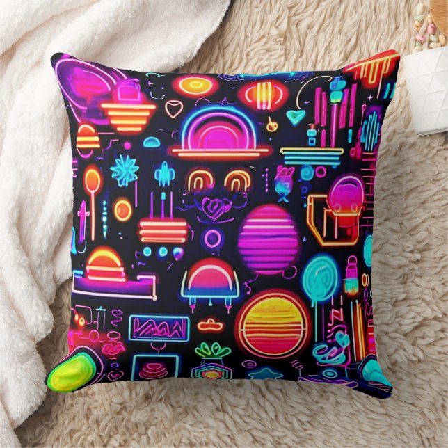 Neon Geometric Abstrakt Kudde (Filt)