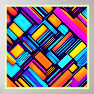 Neon Geometric Abstrakt Poster