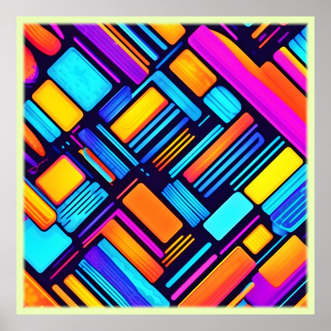 Neon Geometric Abstrakt Poster (Framsidan)