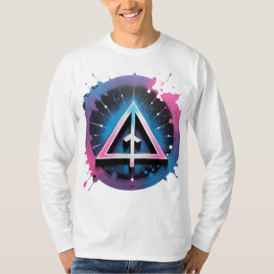 Neon Geometric Arrow i Cosmic Stänk T Shirt