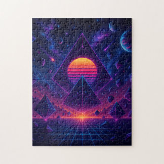 Neon Geometric Ascension in Deep Space Pussel