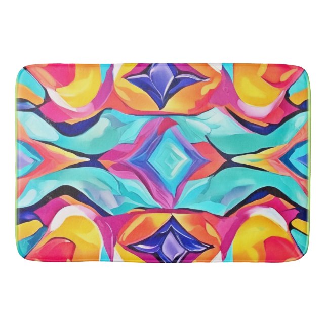 Neon Geometric Fusion Art Badrumsmatta (Framsidan)