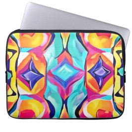 Neon Geometric Fusion Art Laptop Fodral