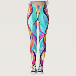 Neon Geometric Fusion Art Leggings