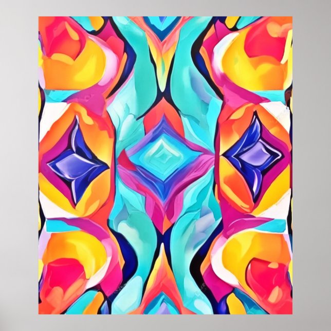 Neon Geometric Fusion Art Poster (Framsidan)