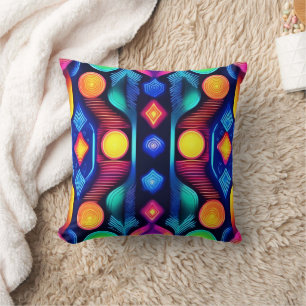 Neon Geometric Mandala Art Kudde