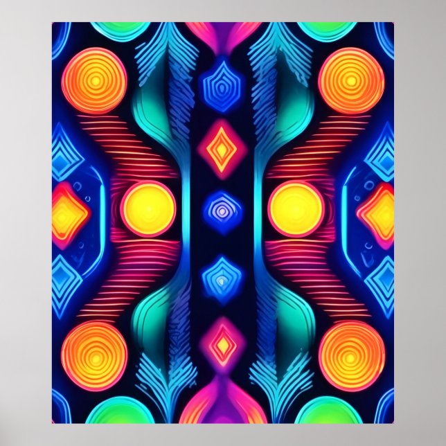 Neon Geometric Mandala Art Poster (Framsidan)