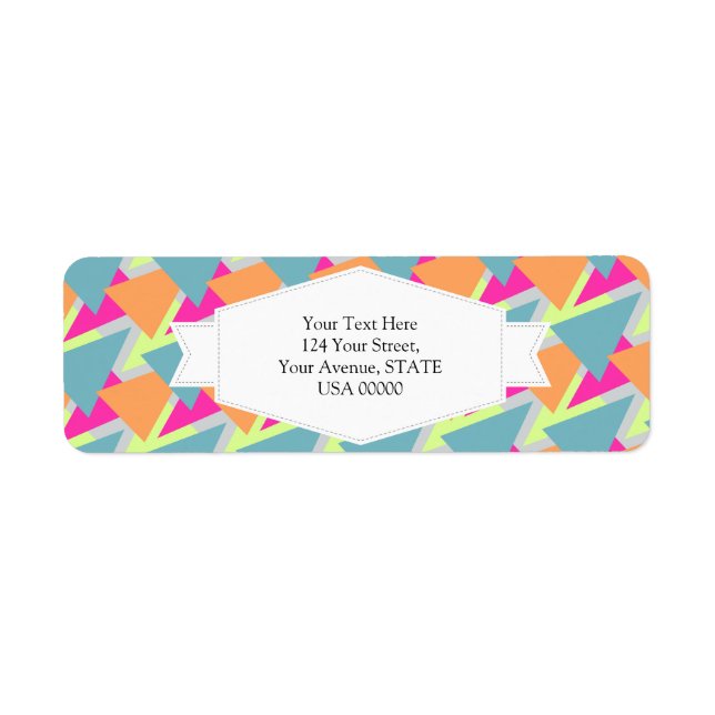 Neon Geometric Mönster Returadress Etikett (Framsidan)