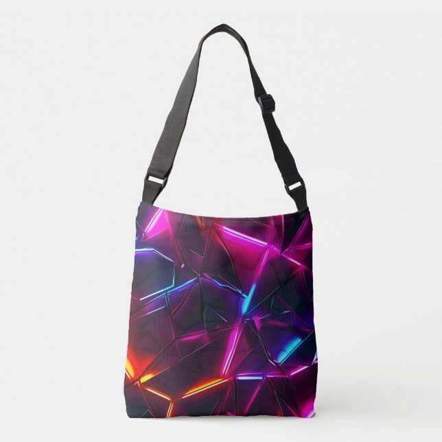 Neon Geometrisk Abstrakt Futuristisk Cyberpunk Axelväska (Framsida)