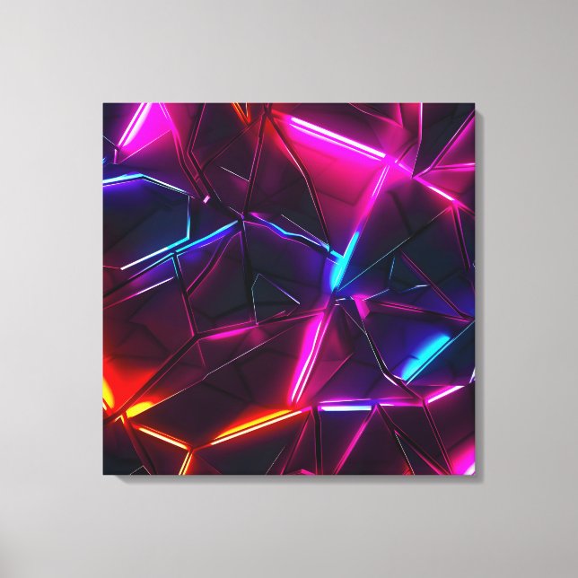 Neon Geometrisk Abstrakt Futuristisk Cyberpunk Canvastryck (Framsida)