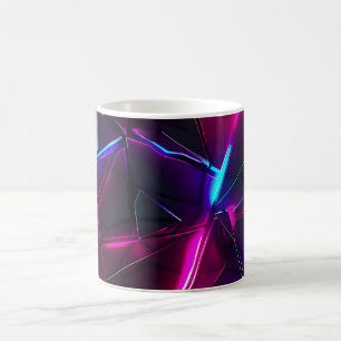 Neon Geometrisk Abstrakt Futuristisk Cyberpunk Kaffemugg