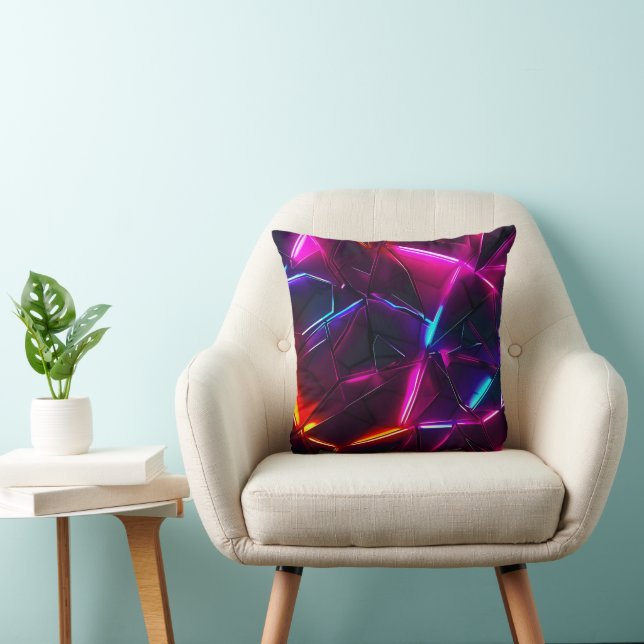 Neon Geometrisk Abstrakt Futuristisk Cyberpunk Kudde (Stol)