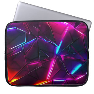 Neon Geometrisk Abstrakt Futuristisk Cyberpunk Laptop Fodral